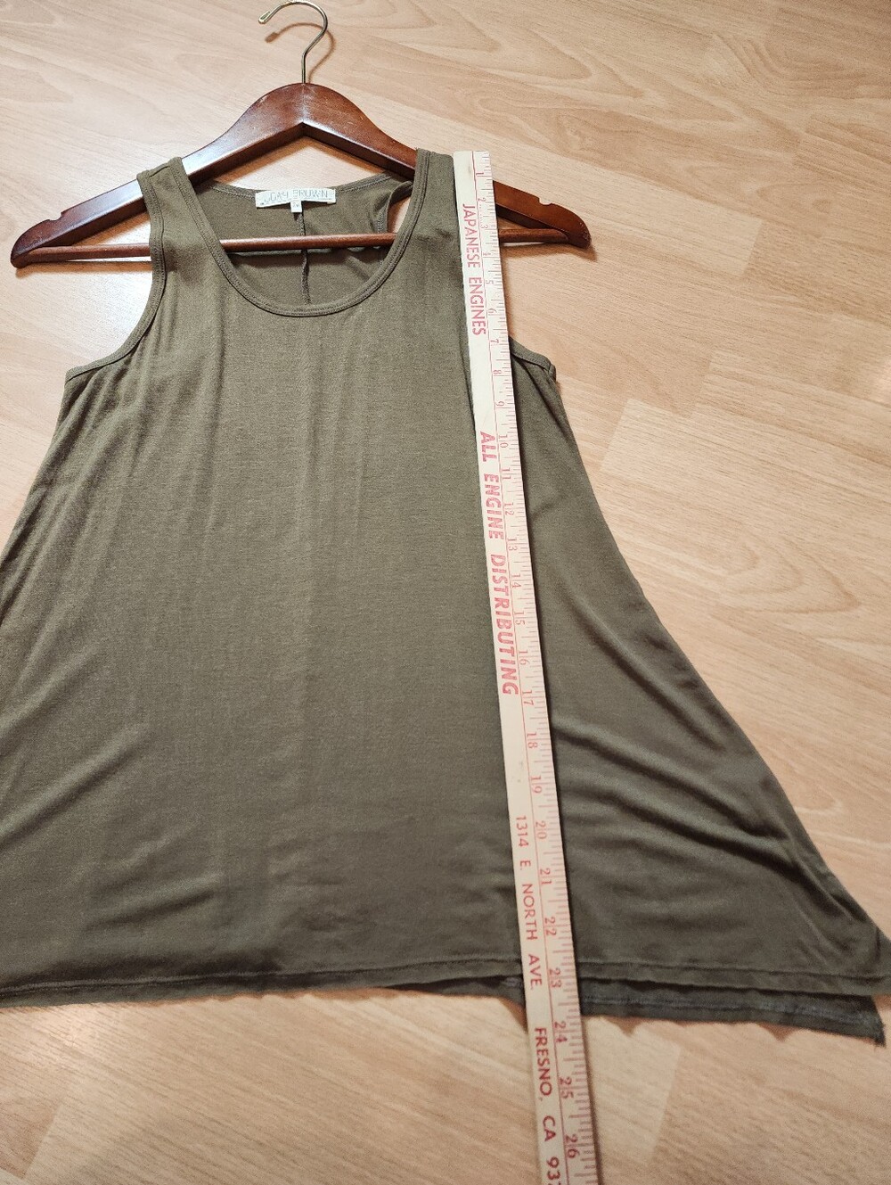 S/M Joah Brown Racer Back Tank Top Jersey Knit Stretchy Green Brown Women's - Picture 7 of 10
